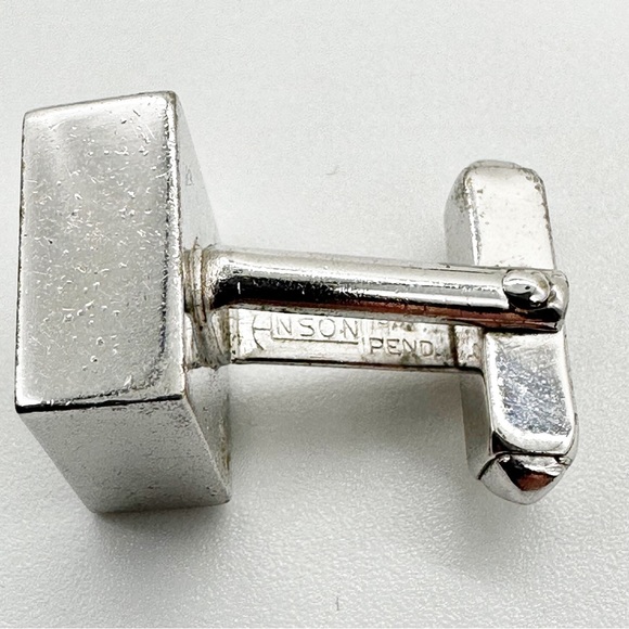 Vintage Anson Silver Tone Grooved Square Cufflinks Signed - Picture 8 of 9